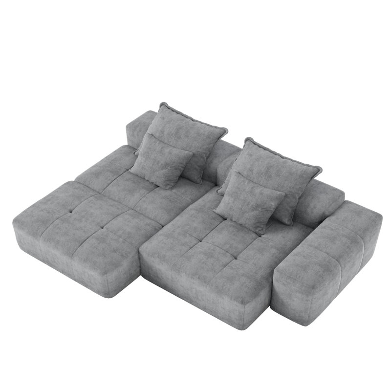 Modern Oversized Modular Sectional Sofa With Ottoman,Seat,Chaise Lounge And Armrest,Sparkling Chenille Fabric Soft Cushion Sofa With 4 Pillows,4 PCS DIY Combination Tufted Sofa,No Assembly Required