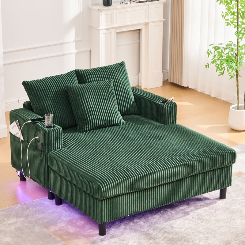 Chaise longue multifonctionnelle rembourrée, Émeraude