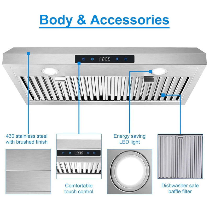 Hotte murale 30 pouces en acier inoxydable