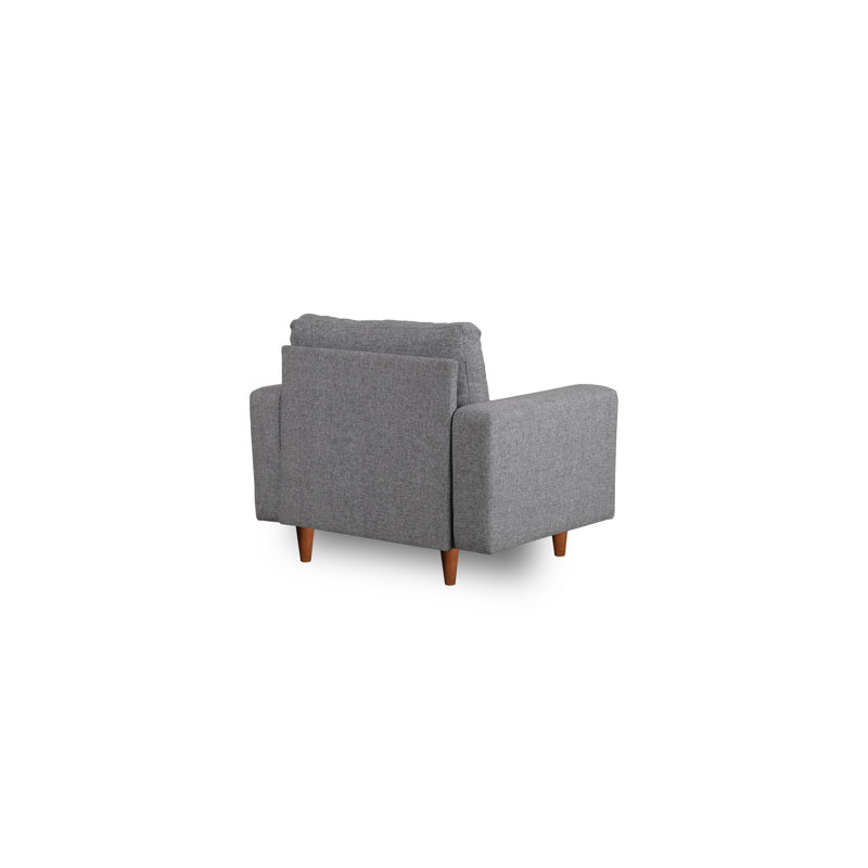 Light Grey Wing Chair with Metal Frame, 29.5 x 29.5 x 18.1 inches | 100% Polyester Fabric, High DNS Foam & Silicon Fiber Back Cushion | Stylish & Comfortable Seating for Living Room or Home Office