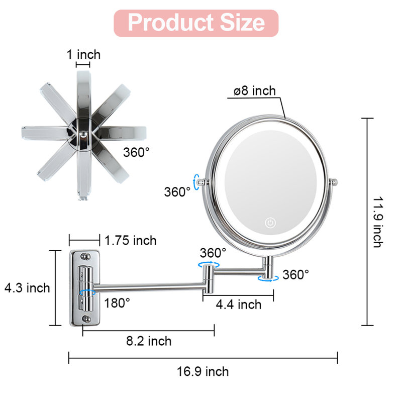 Miroir de maquillage Celestan, Chrome