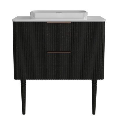 Armoire de salle de bain en chêne noir - 30 po, lavabo en céramique, comptoir de meuble-lavabo à charnières lisses 30 po, attrait moderne