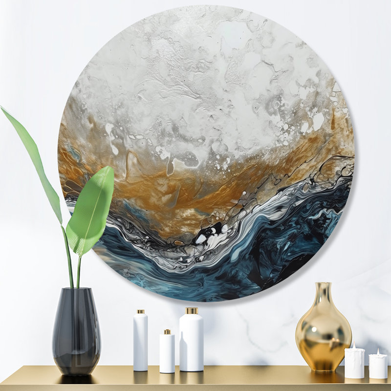 Grey Gold Modern Abstract Contemporary II Abstract Wall Decor, 16" H x 16" W x 1" D