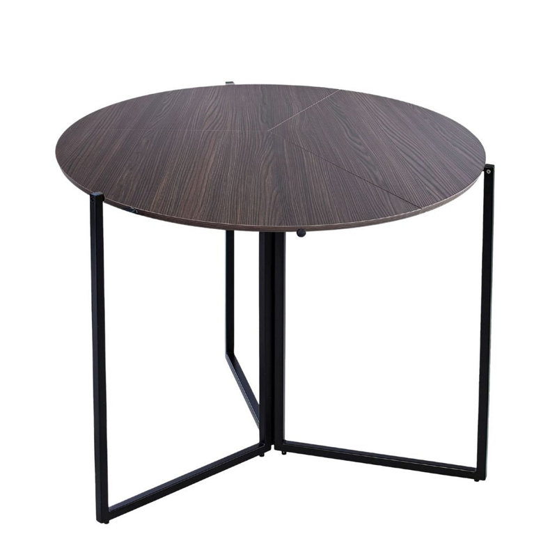 35" D Wood Rounding Folding Dining Table, Chocolate, 35"