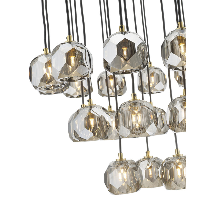 Lustre en laiton à 23 lumières avec abat-jour en forme de goutte Kellman 