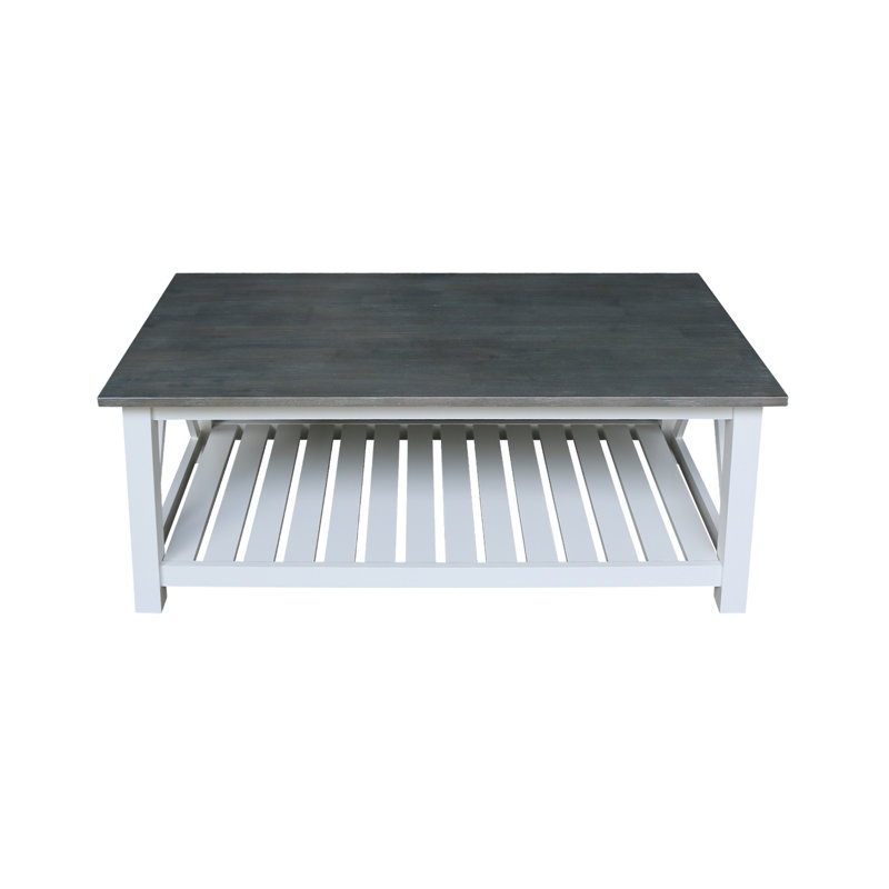 Table basse Surrey, Plateau gris chiné / base blanche