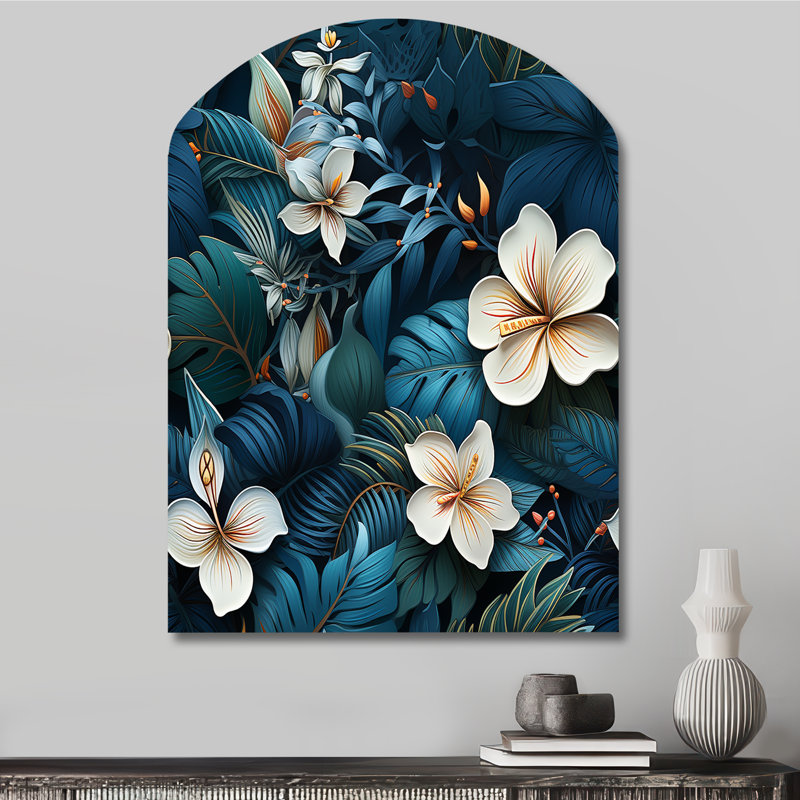 Ohiowa - art mural floral irrégulier - forme d'arche, H 34 po x l 25 po