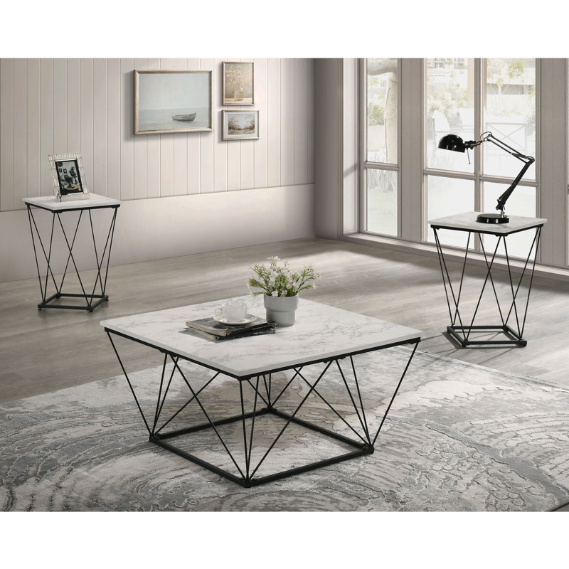 Ensemble de tables basses 3 pièces Adou, Blanc