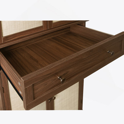 4 Door Cabinet with 1 Drawer, with 4 Adjustable Inner Shelves, Storage Cabinet