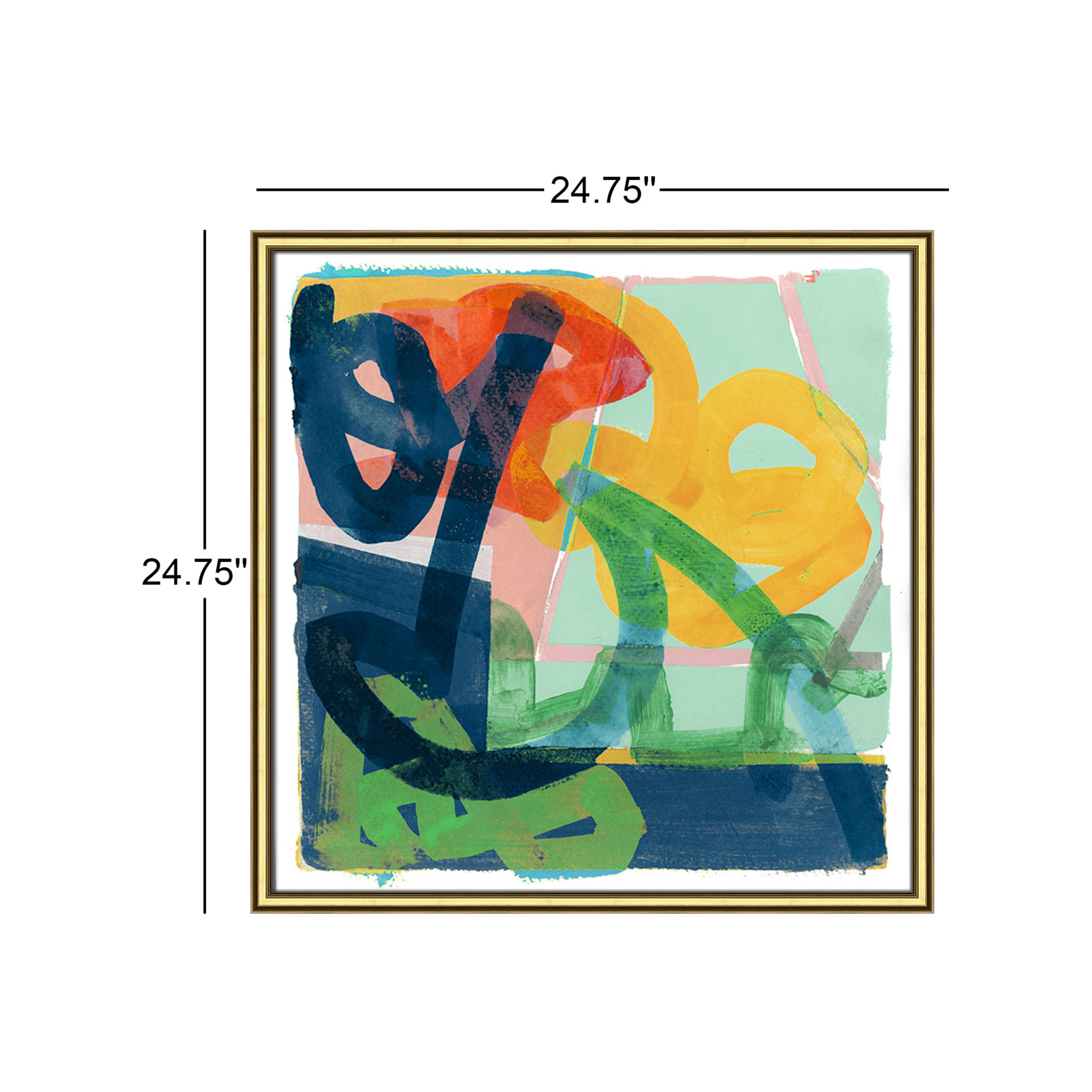 Link by Cartissi - Picture Frame Painting, 24.75" H x 24.75" W x 0.88" D, Gold Framed