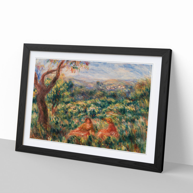 Two Seated Women by Pierre-Auguste Renoir - Picture Frame Painting, Black Framed, 48cm H x 65cm W x 2cm D