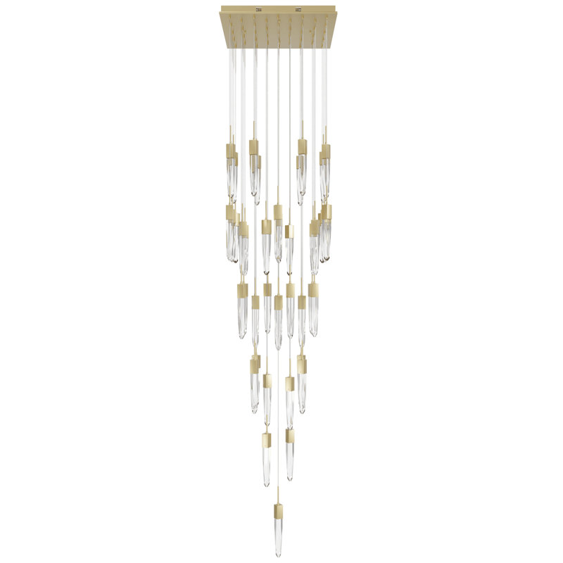 41 - Light Chandelier, Brushed Brass