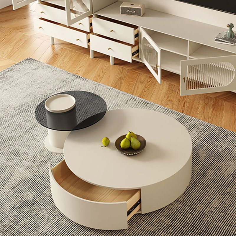 Ensemble de tables basses de style crème, H 11,8 po x L 31,5 po x l 31,5 po