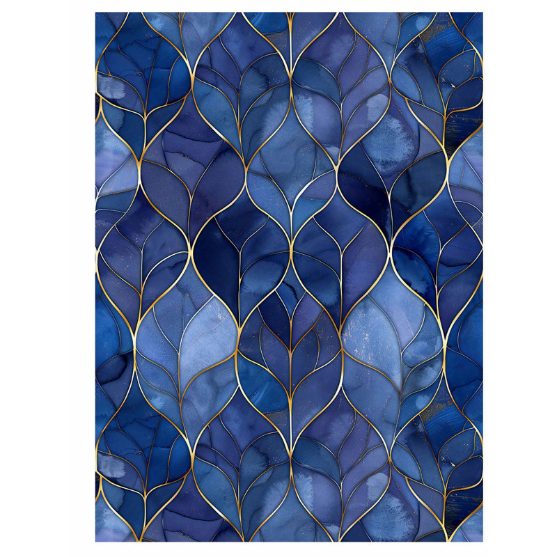 Motif géométrique abstrait bleu III, reproduction d'art moderne sans cadre