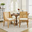 Chaises de salle à manger en rotin, structure en bois massif avec accoudoirs décoratifs, siège rembourré en lin, chaises d'appoint de style rustique en bois pour cuisine, salle à manger, salon, finition naturelle, paquet simple-892391701