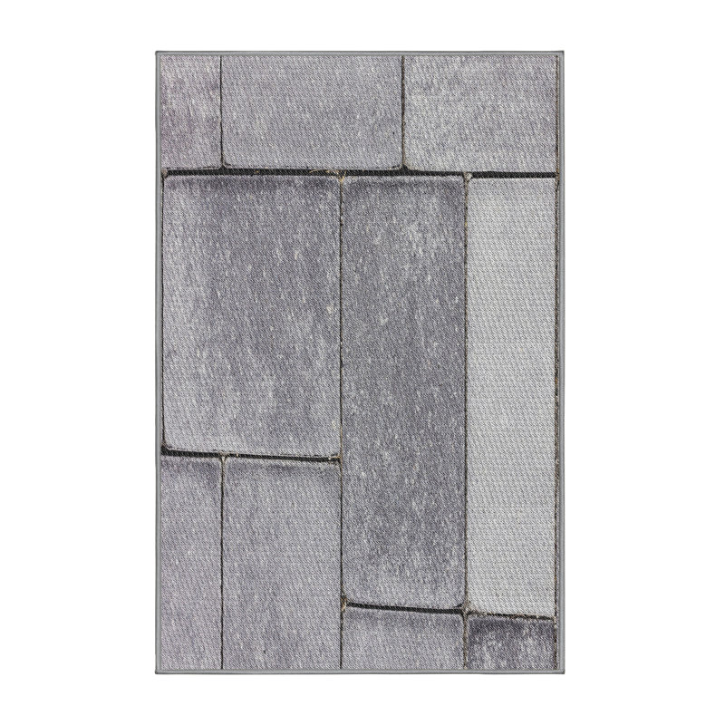 Tapis gris tissé à la machine, Rectangle 7 pi x 9 pi