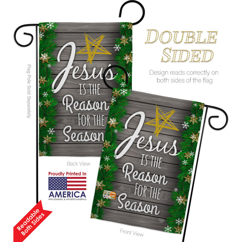 Ensemble de drapeaux en polyester 19 x 13 po Jesus Is the Raison for Season