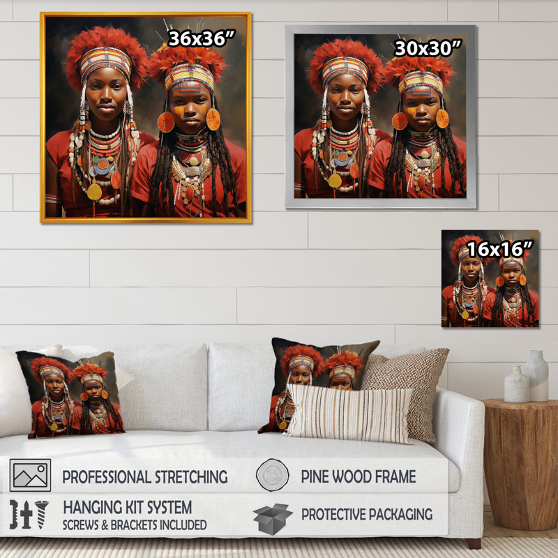 «African Samburi Vibrance II», art mural tendance, Cadre simple noir, H 16 po x l 16 po x P 1 po