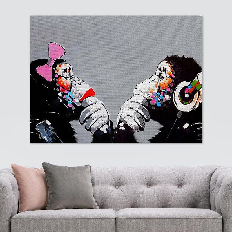 Monkey Thinkers - Wrapped Canvas Print, 30.5cm H x 41cm W x 4cm D
