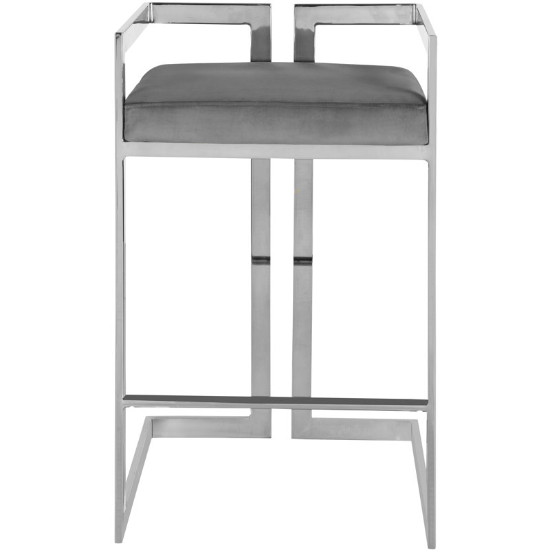 Tabouret de comptoir 27 po Isam, Chrome, Velours gris