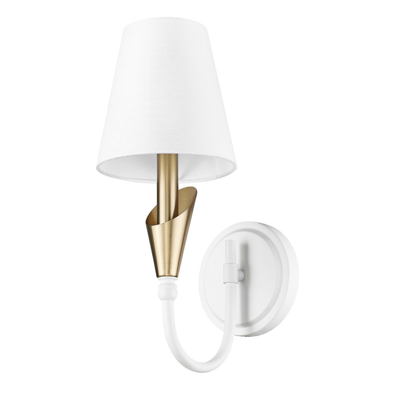 Elvin Modern Wall Sconce, 1 Light, 14" H x 5.75" W x 8.5" D, Textured White/Gold