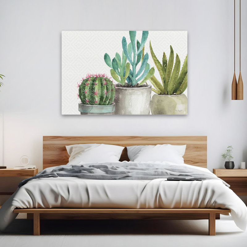 Mélange de verts XXXIV - Cactus, cactus, diamants, éléments naturels, art, H 40 po x l 60 po