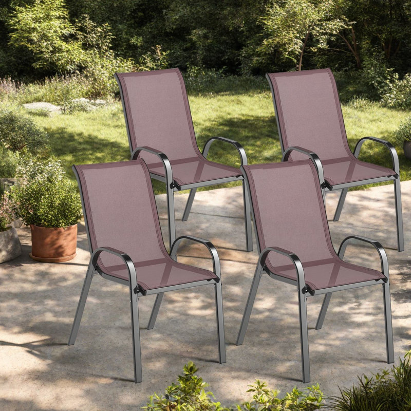 Chaises de salle à manger empilables de patio, sièges modernes de maille en acier pour la cour arrière