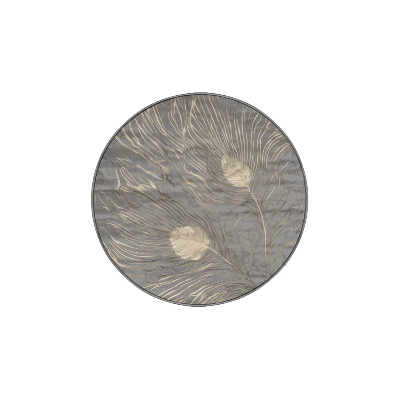 Machine Washable Gray Area Rug, Round 4'