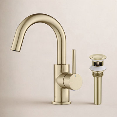 Circular Single-Hole Bathroom Faucet with Drain