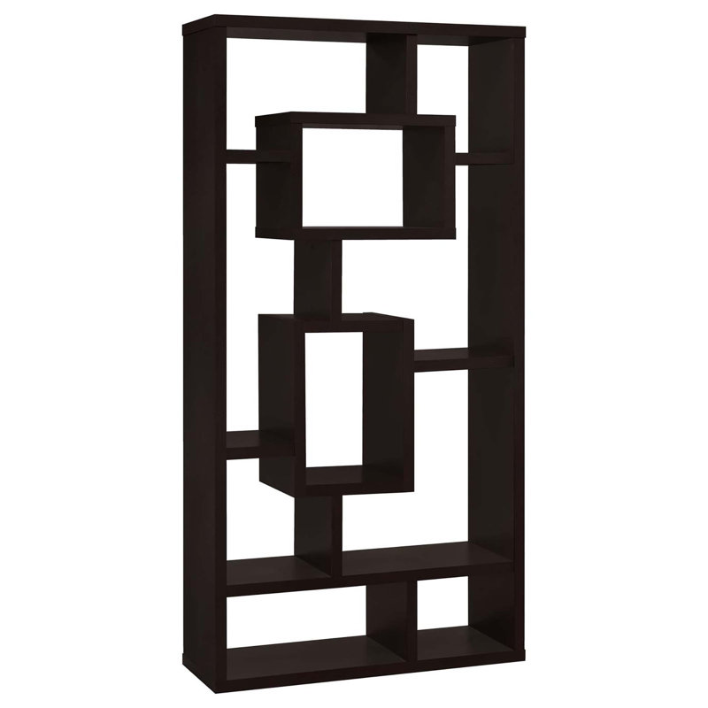 Arran-William Geometric Bookcase, 70.75" H x 35.5" W x 11.5" D, Brown