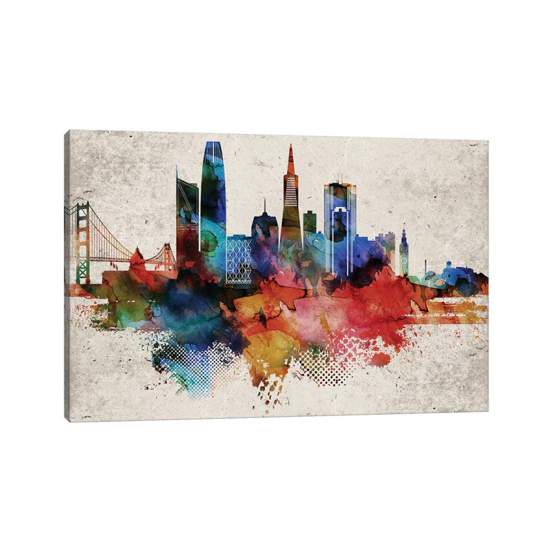 San Francisco Abstract - Print on Canvas, 30.48cm H x 45.72cm W x 1.91cm D, Wrapped Canvas