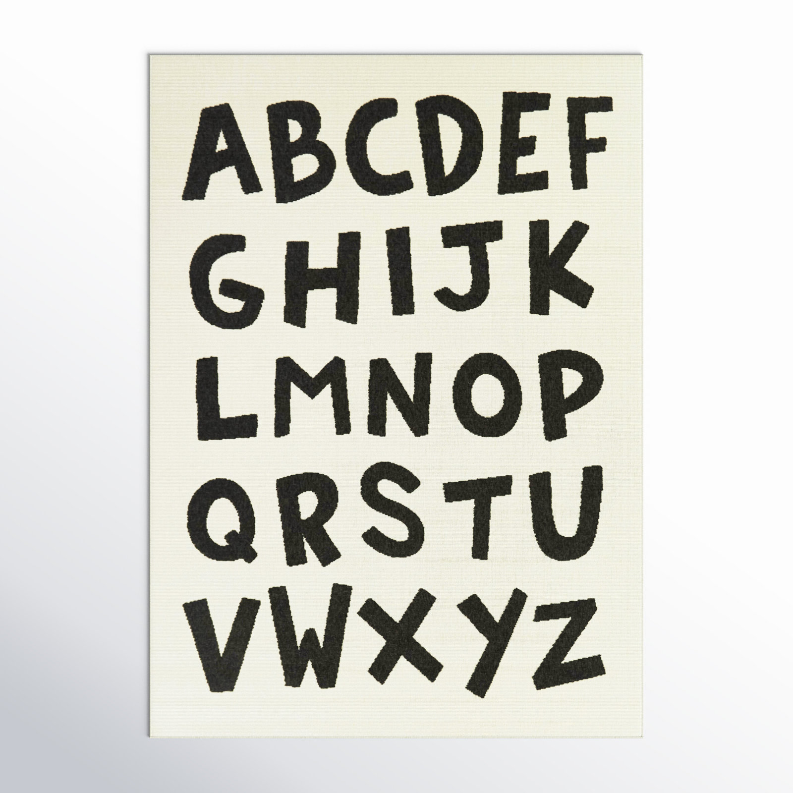 Kids Alphabet Area Rug, Rectangle 4'4" x 6', Cream