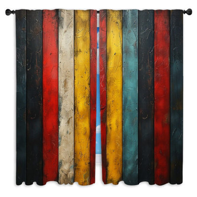 Abstract painting Window Curtains  Art Distressed stripes Drapes - 2 Panels