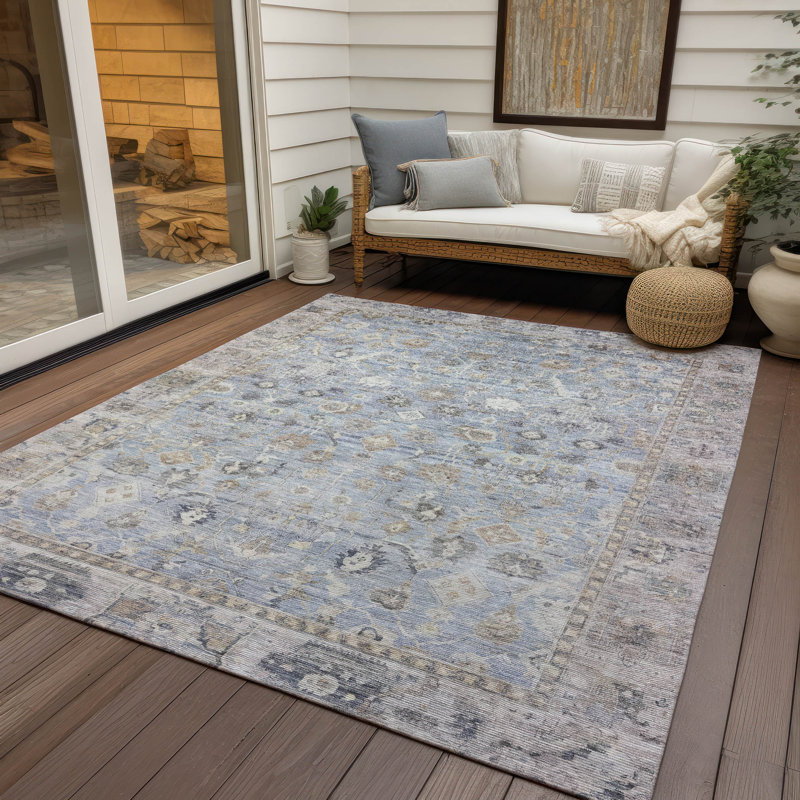 Tapis intérieur / extérieur lavable à la machine Sky Xhevrie, Rectangulaire 3 pi x 5 pi