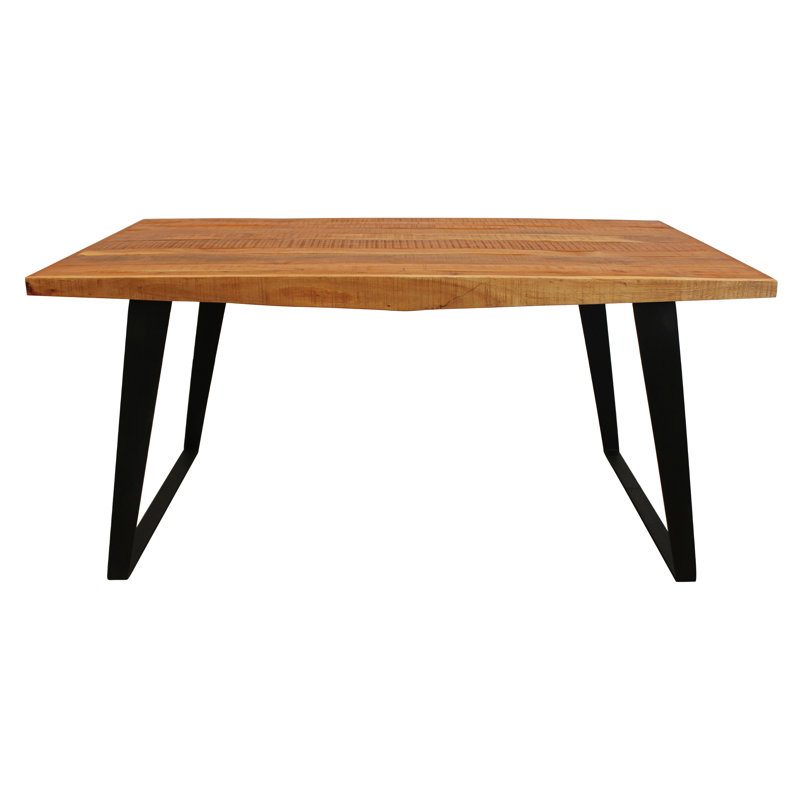 Ziyue Modern Natural Finish Dining Table on Solid Wood with Iron Base, L 63 po x l 36 po