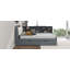 Lit plateforme double en bois avec lit gigogne caché, tablette latérale et tête de lit sur mesure, gris-168334830