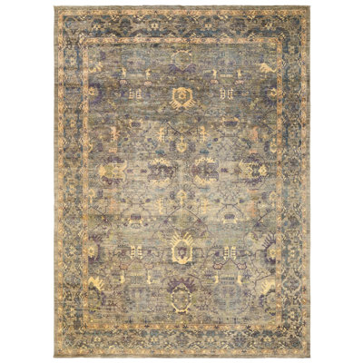 Tapis rectangulaire nouvel âge unique 9 pi 8 po x 13 pi 9 po gris