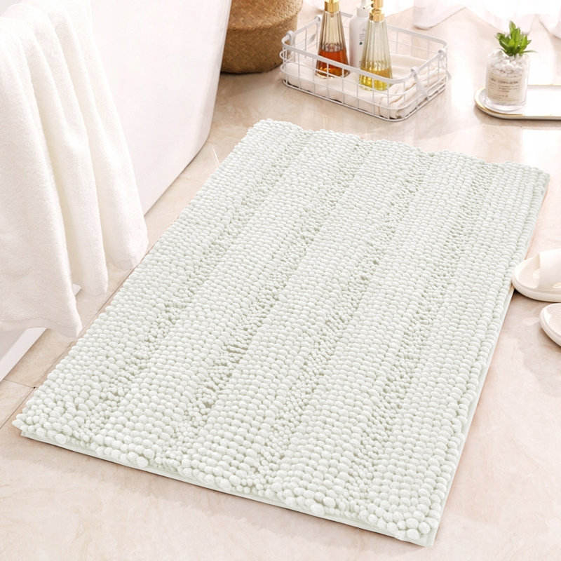 Chenault Soft Chenille Bathroom Rug, 16" W x 24" L, Ivory White