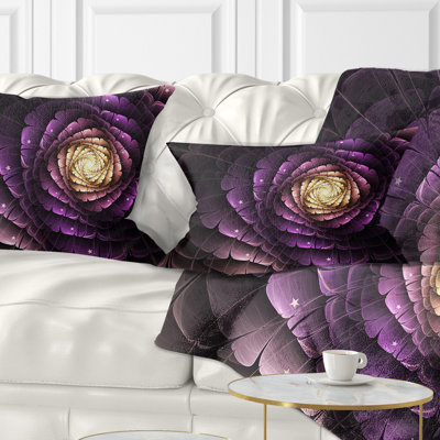 Coussin lombaire à fleur d’art digitale mauve