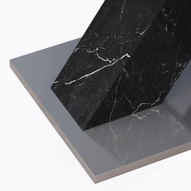 Table de salle à manger moderne carrée, extensible, avec plateau de table en marbre imprimé et panneau de fibres à densité moyenne