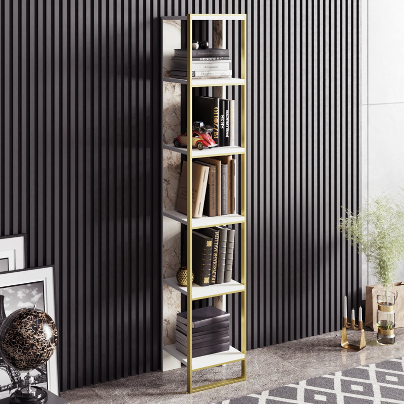 Polka 178.5cm H x 32.2cm W Stainless Steel Standard Bookcase, White
