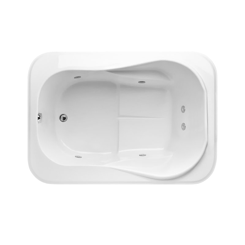 Cassi 60'' x 42'' Drop-In Whirlpool Acrylic Bathtub, White, Satin Brass