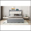 Lit plateforme avec rangement en bois, 2 grands tiroirs, lit gigogne simple, un ensemble de prises et ports USB-1647672769
