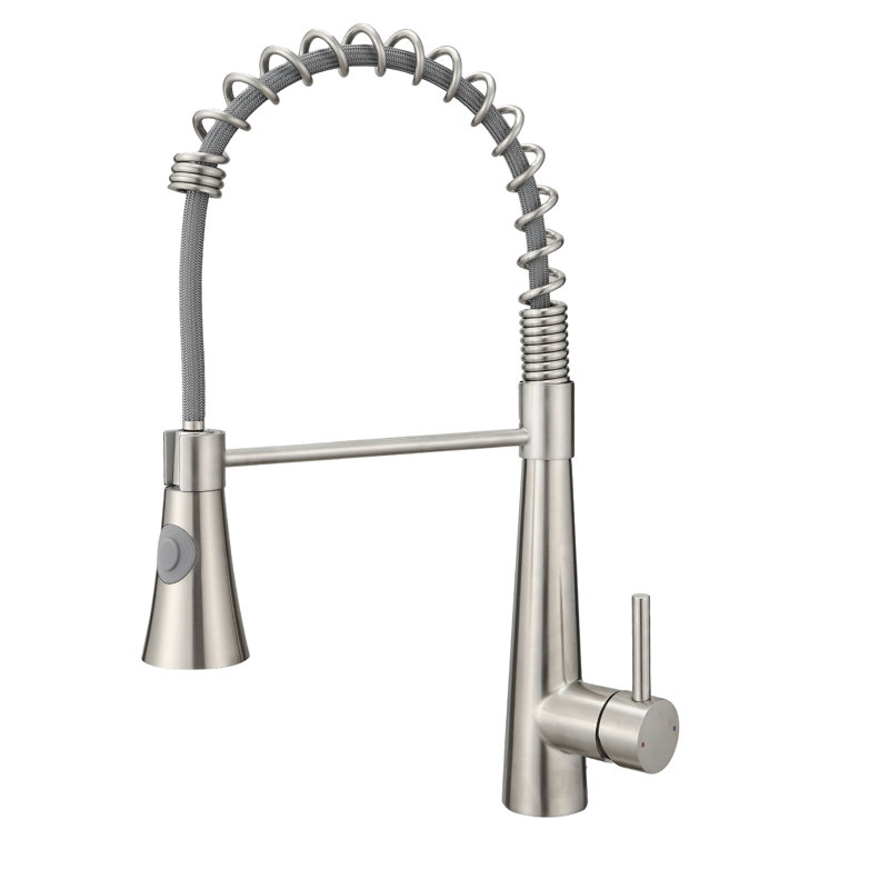 Robinet de cuisine en acier inoxydable avec retrait en nickel brossé - finition moderne, Nickel brossé