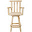 Tabouret de bar rustique - fabrication en bois de sapin, fonction pivotante, dossier confortable, accoudoir large, idéal pour la cuisine et les salles à manger-1868963149