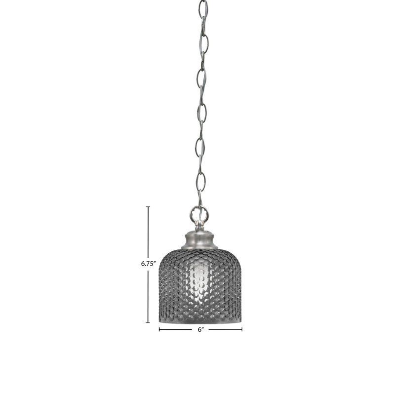 Quapaw Chain Hung Pendant Shown With 6" Textured Glass, Brushed Nickel, Black