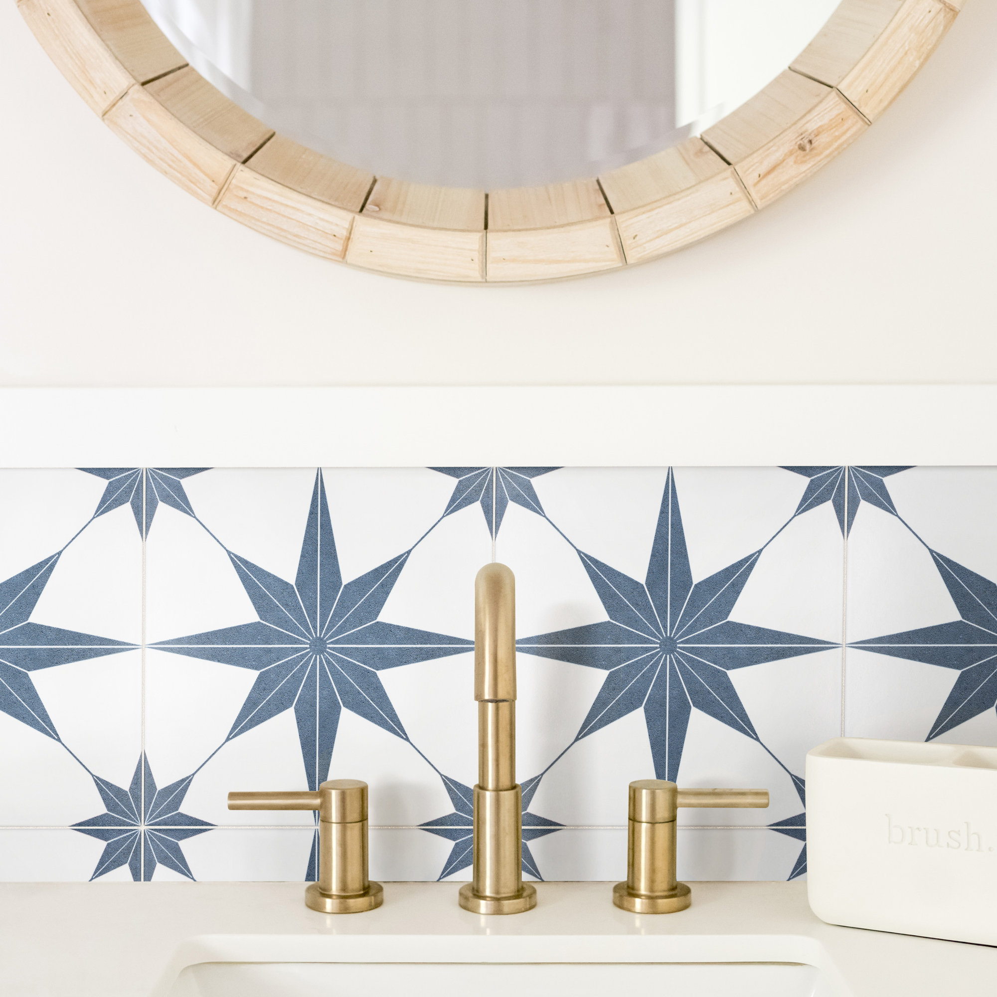 Stella 10" x 10" Porcelain Patterned Wall & Floor Tile, White/Blue