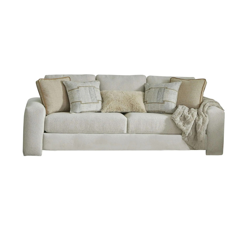 Canapé contemporain l 96,4 po, crème / beige