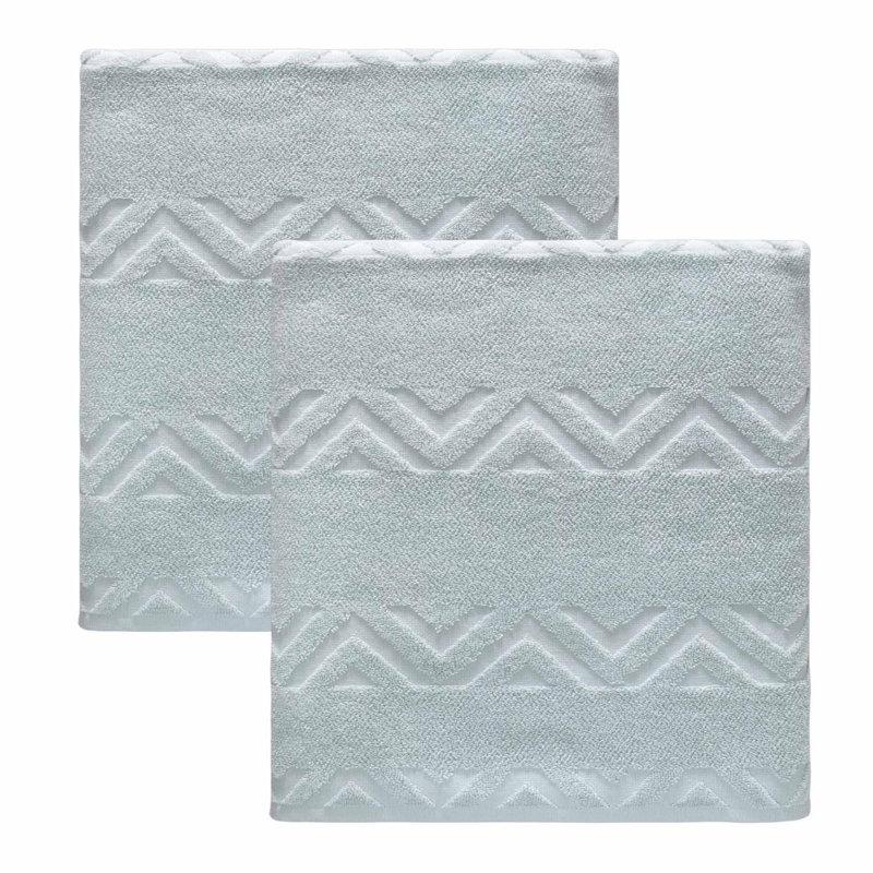 Ensemble de deux serviettes de bain en coton turc géométrique 54 po x 27 po Aqua, Turquoise