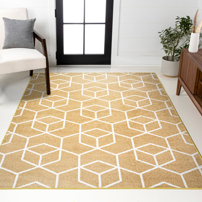 Amuda Blocks Modern Geometric Gold/White Rug